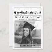 Custom Afstuderen krant Hoesje Party Invitation Kaart (Voorkant)