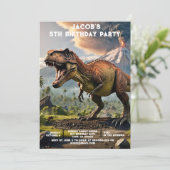 Custom Age Dinosaur Birthday Party Invitations (Debout devant)
