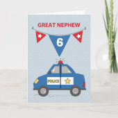 Custom Age Grote Neef 6e Verjaardag Politie Auto Kaart (Voorkant)