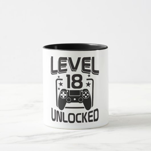 Custom Age Level 18 Unlocked Birthday Gamer Mug (Centre)