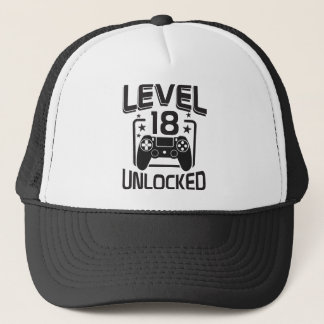 Custom Age Level 18 Unlocked Birthday Gamer Trucker Pet