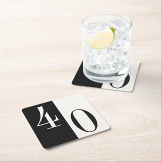 Custom Age Minimalist Black and White Birthday Vierkante Kartonnen Onderzetter