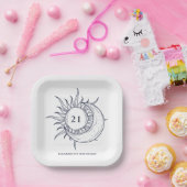 Custom Age Mystic Celestial Moon Verjaardag Papieren Bordje (Feest)