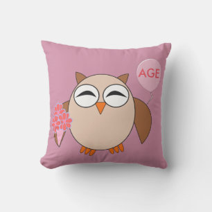 Custom Age Verjaardag Uil Outdoor Kussen