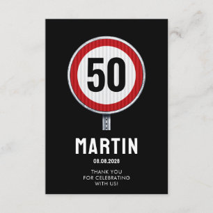 CUSTOM AGE verjaardagsfeestje met verkeersbord Bedankkaart