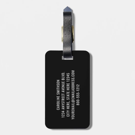 Custom Airport Code Funny Black Luggage Bagagelabel (Achterkant verticaal)