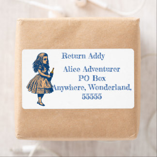 Custom Alice Wonderland Navy Return Address Label