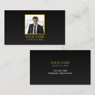 Custom All Black and Gold Best Luxury Photo Name Contactkaartje
