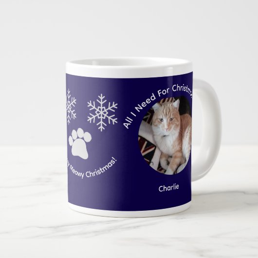 Custom All I Need Cat Photo Specialty Mug Extra Grote Beker (Voorkant rechts)