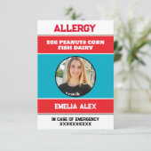 Custom Allergy Alert Chef Kaart met Foto (Staand voorkant)