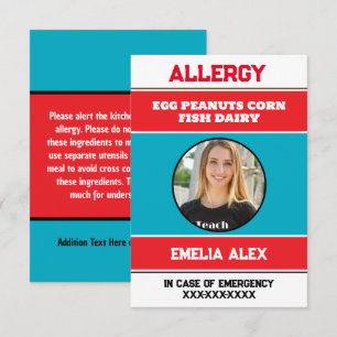 Custom Allergy Alert Chef Kaart met Foto