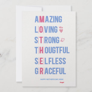 Custom Amazing Mom Kwaliteiten Kaart voor Moederda