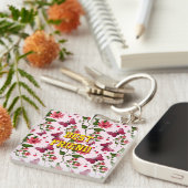 Custom and personalized floral Butterfly pattern  Sleutelhanger (Voorkant Rechts)