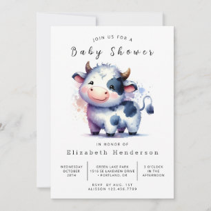 Custom Animal Rustic Koe Baby shower Kaart