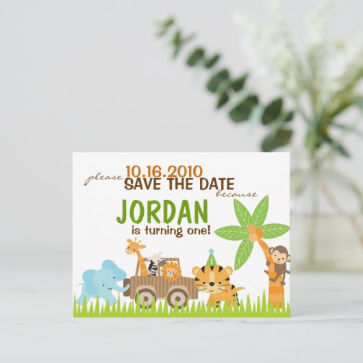 Custom Animal Safari Bewaar de datum Aankondigingskaart (Staand voorkant)
