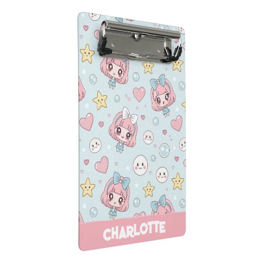 Custom Anime Kawaii with Hearts and Star Mini Klembord (Schuin)