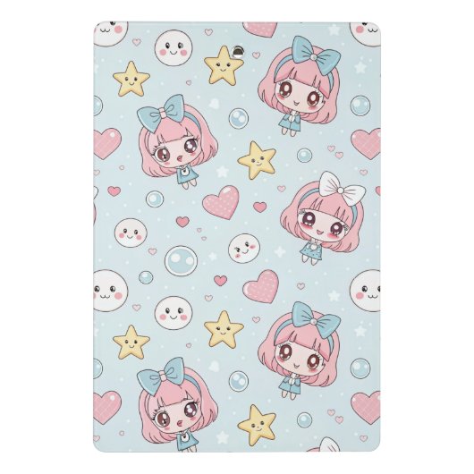 Custom Anime Kawaii with Hearts and Star Mini Klembord (Achterkant)