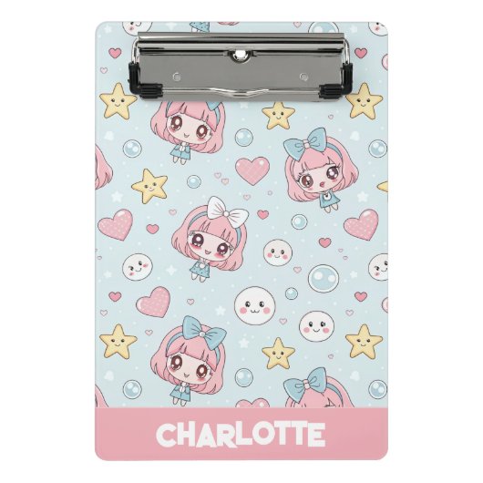 Custom Anime Kawaii with Hearts and Star Mini Klembord (Voorkant)