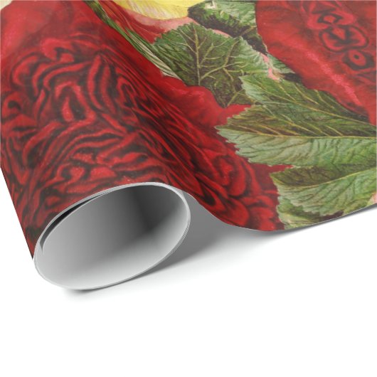 Custom Antiek  Rood Wit Roze Rozen Cadeaupapier (Rol Hoek)