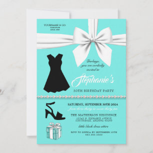 Custom Aqua Fashion Tiffany Invitation d'anniversa
