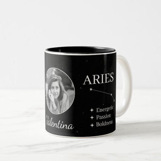 Custom Aries Zodiac Mug with Name & Traits (Devant droit)