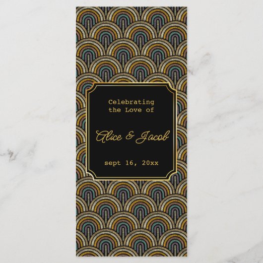 Custom Art Deco Embroidered-Style Wedding Menu (Dos)