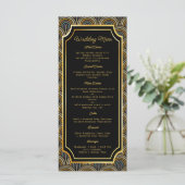 Custom Art Deco Embroidered-Style Wedding Menu (Debout devant)