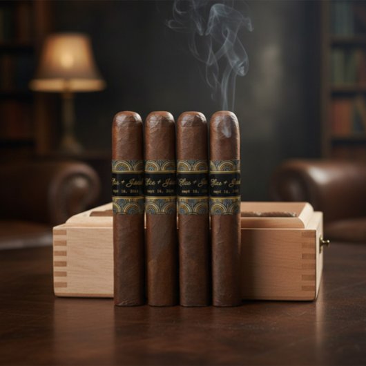 Custom Art Deco Wedding Cigar Wrap with Names Etiket