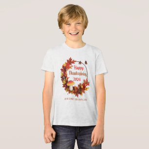 Custom Autumn Leaves Happy Thanksgiving Tri-Blend Shirt