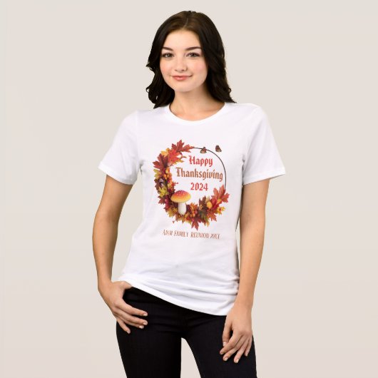 Custom Autumn Leaves Happy Thanksgiving Tri-Blend Shirt (Voorkant volledig)