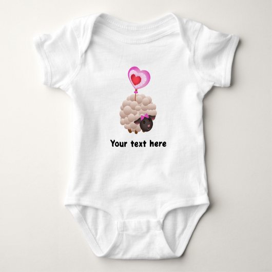 Custom Baby Bodysuit with Cute Sheep – Add Name (Voorkant)
