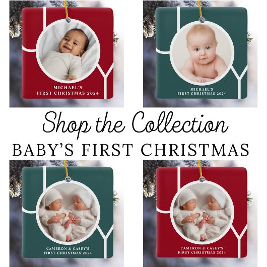 Custom Baby Boy's Eerste Kerstmis Foto Glas Ornament