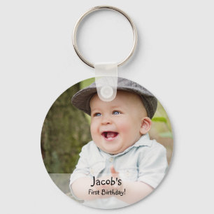 Custom Baby boy's eerste verjaardag foto naam guns Sleutelhanger