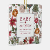 Custom Baby Eerste Kerst Keepsake Kerst Keramisch Ornament (Rechts)