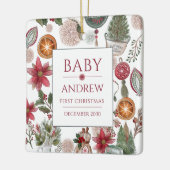 Custom Baby Eerste Kerst Keepsake Kerst Keramisch Ornament (Links)