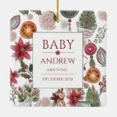 Custom Baby Eerste Kerst Keepsake Kerst Keramisch Ornament (Achterkant)