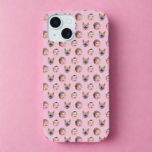 Custom Baby Face, Custom Family 3 Foto's Roze iPhone 15 Hoesje