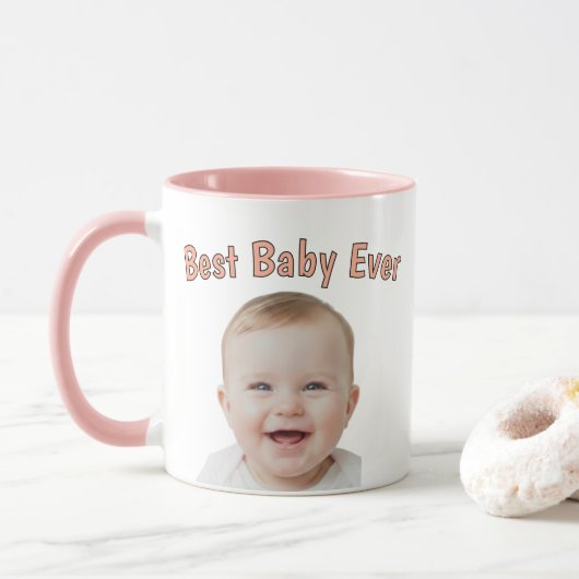 Custom Baby Face Mug – Personalized Baby Photo  Mok (Met donut)