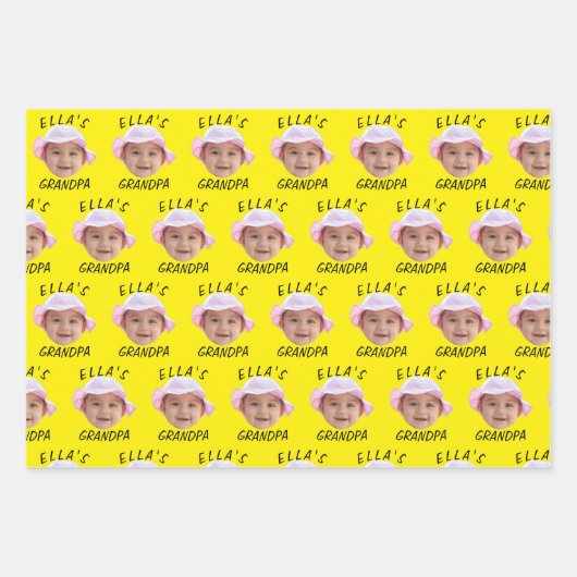 Custom Baby Face Photo Text Grandpa Inpakpapier Vel (Voorkant 3)