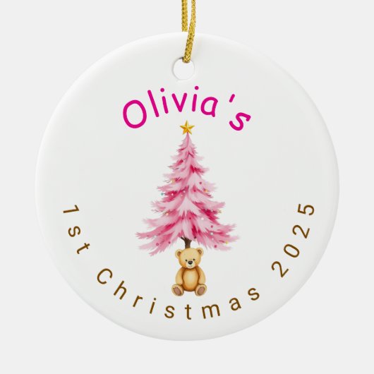 Custom Baby Girl First Christmas Ornament (Voorkant)