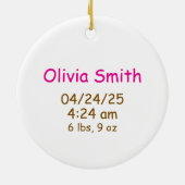 Custom Baby Girl First Christmas Ornament (Achterkant)