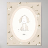 Custom Baby Name Nursery - Cute Dog Poster (Devant)