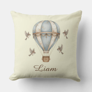 Custom Baby Name Watercolor Vintage Hot Air Balloo Kussen