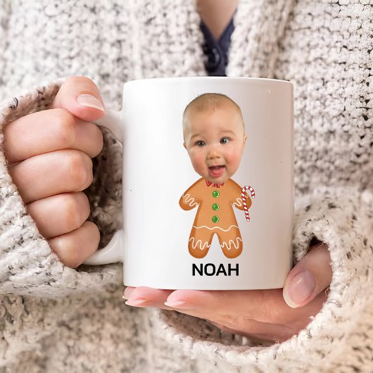 Custom Baby Photo Face Funny Christmas Gingerbread Koffiemok