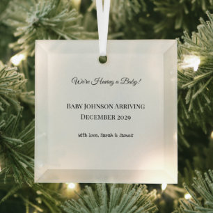 Custom Baby Reveal Kaart Glas Ornament
