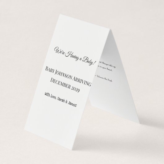 Custom Baby Reveal Kaart Visitekaartjes (Voorkant)