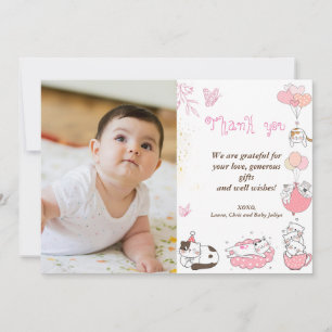 Custom Baby shower Foto met katten Bedankkaart