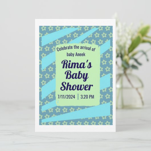 Custom Baby shower Invitation Kaart voor Rima (Staand voorkant)