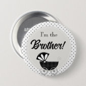 Custom Baby Shower Party I'm the Brother Button (Voorkant /achterkant)