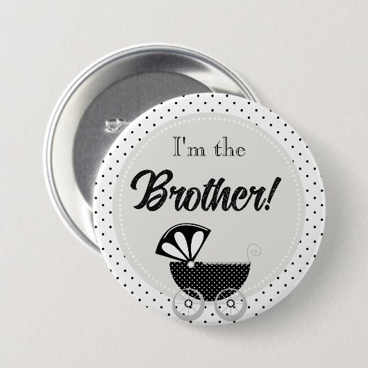 Custom Baby Shower Party I'm the Brother Button (Voorkant /achterkant)